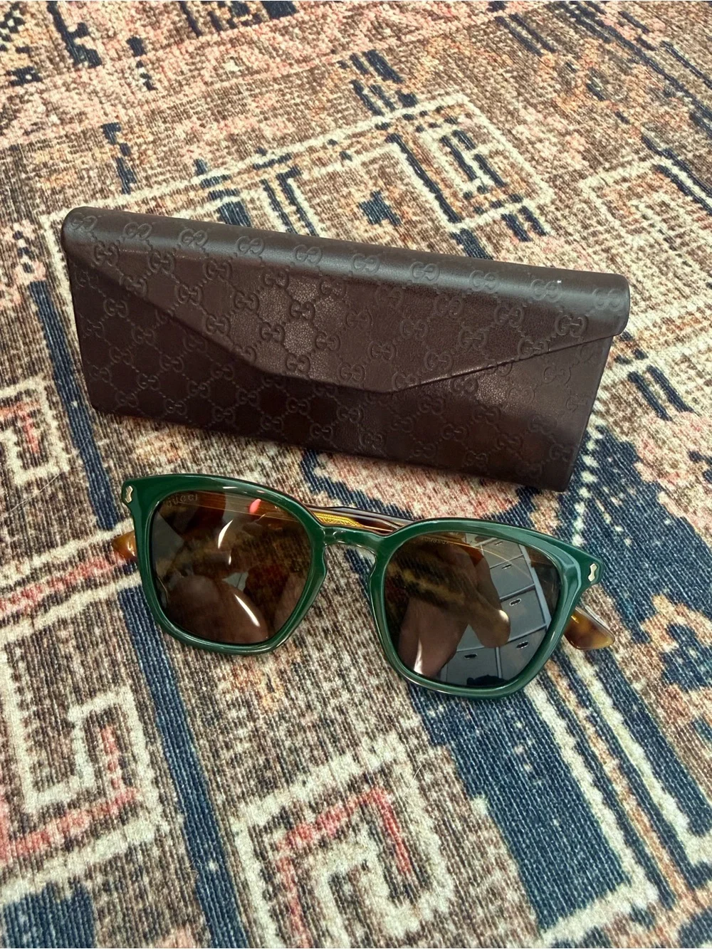 Gucci GG-0125-S Green & Tortoiseshell Square Sunglasses with Case